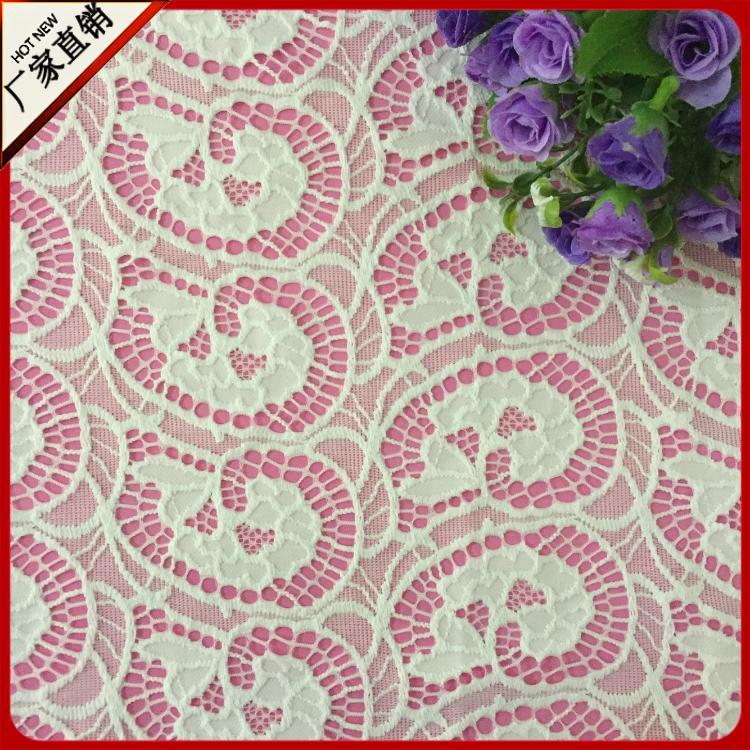 厂家直供弹力耳朵花蕾丝面料 女童秋冬连衣裙布料 压纱氨纶蕾丝