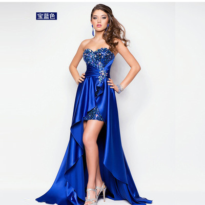 2026 European and American Style New Bridal Gown, Short Front and Long Back Tube Top Dress, Toast Dress, Host Dress, Banquet Performance Dress 2026 European and American Style New Bridal Gown, Short Front and Long Back Tube Top Dress, Toast Dress, Host Dress, Banquet Performance Dress