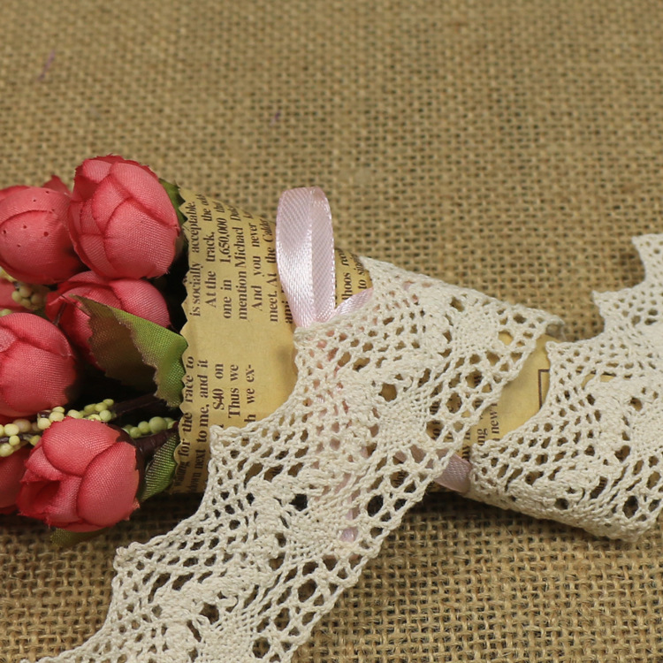 大V型单波边纯棉蕾丝 3.9厘米宽伞型服装花边 外贸品质现货供应