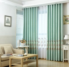 Korean hemp embroidery mirror pattern curtains American country style light-shielding curtains fabric for bedroom living room balcony direct factory sale