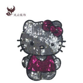 KT猫珠片布贴服装周边 kitty亮片补丁贴 童装搭配服饰 时尚服饰