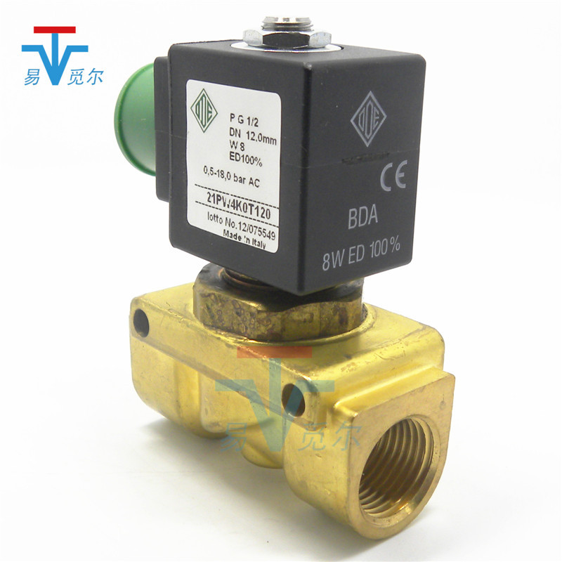意大利ode压缩空气电磁阀 21pw4k0t120 dn15两通压缩机用电磁阀