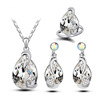 Accessory, crystal earings, earrings, necklace, ring, set, European style, 3 piece set