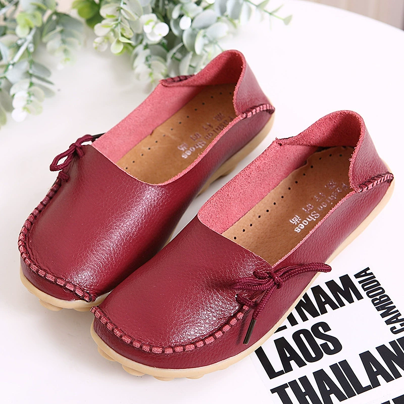 Туфли для мам из натуральной кожи среднего и пожилого возраста, женские туфли больших размеров, женская обувь из воловьей кожи, летние туфли для медсестер, цветная обувь в горох, цельная доставка