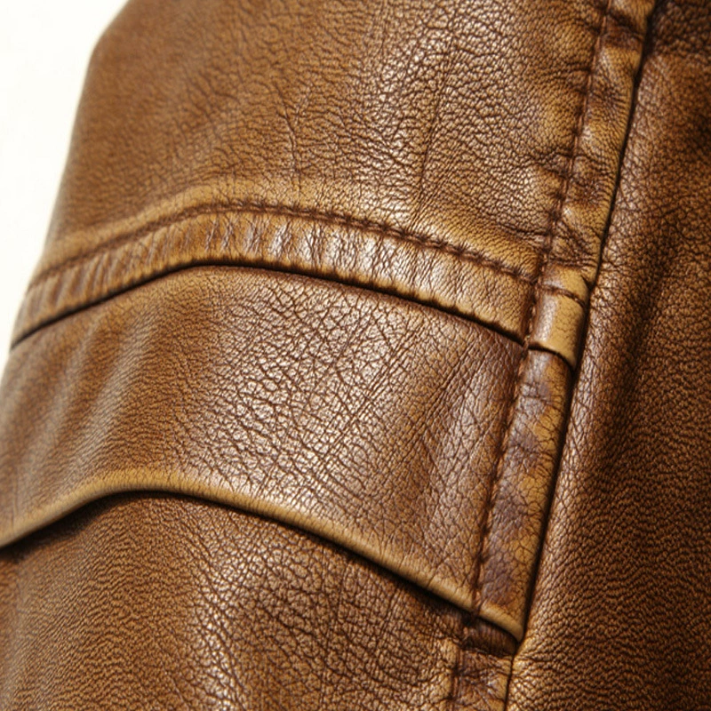 Men's PU Leather Motorcycle Jacket, Slim Fit, Velvet-Lined, European/American Style