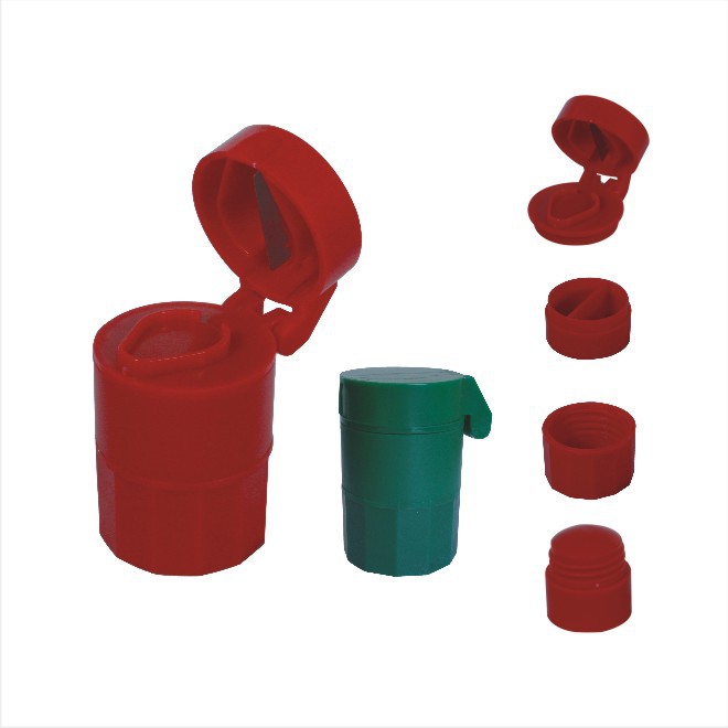 厂家供应 塑料圆柱形内含薄刀片药盒 药片切割研磨器药品包装