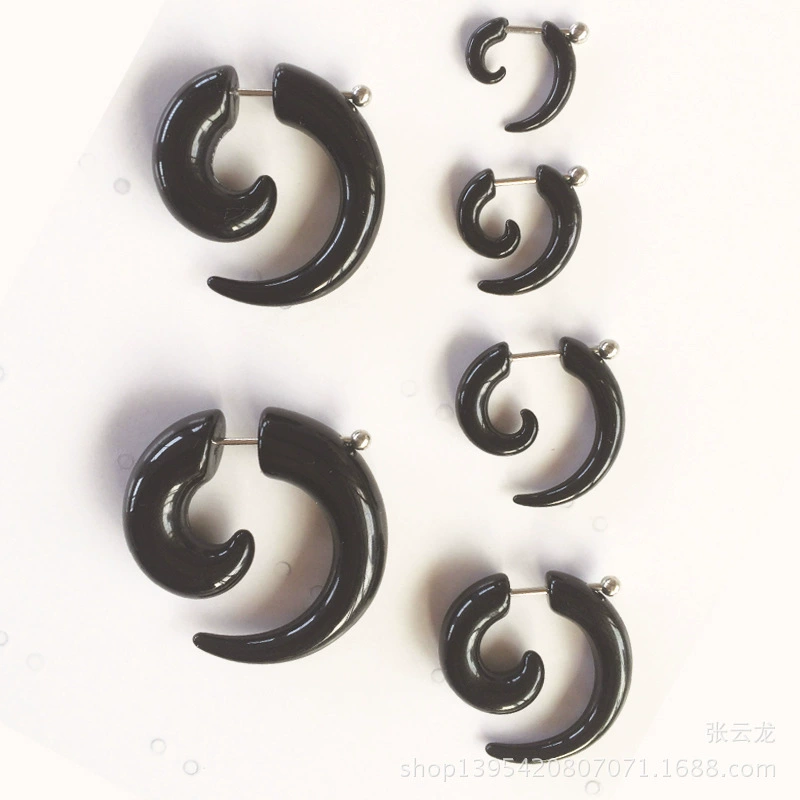 Set, piercing, black earrings, wholesale
