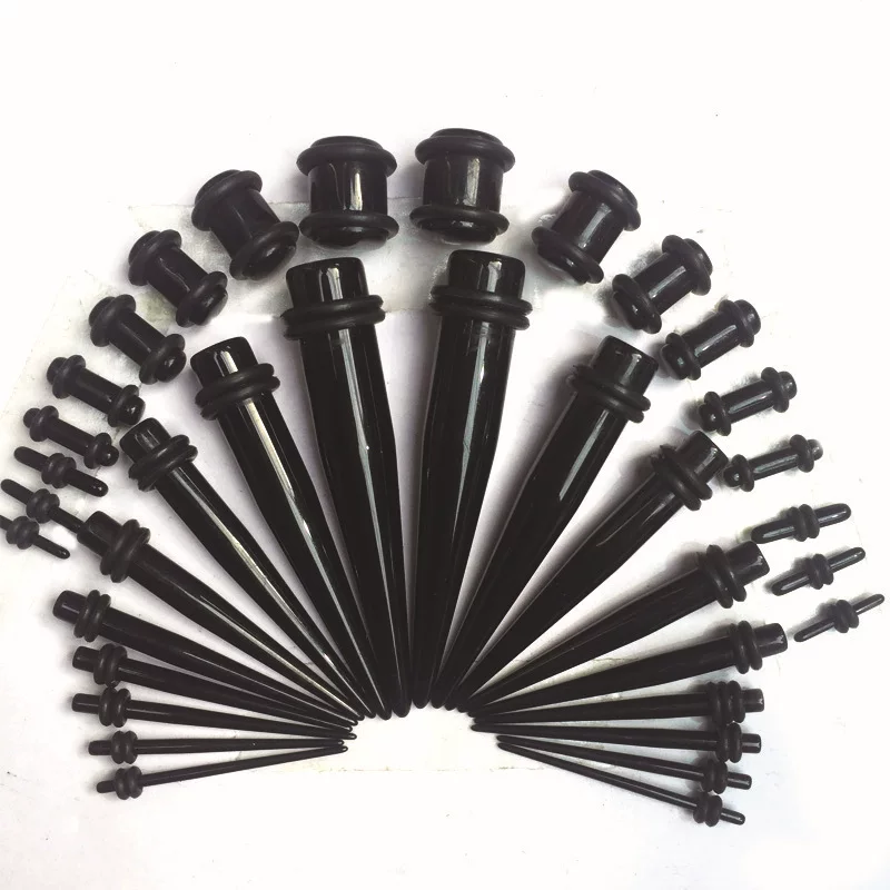 Set, piercing, black earrings, wholesale