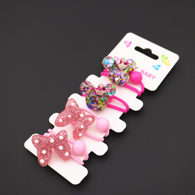 Dibujos animados Glitter corona Minnie arco traje niños bebé pelo lazo accesorios pelo cuerda banda de goma cuerda de pelo