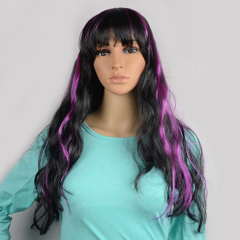 AliExpress fashion purple black wig wholesale long curly hair cosplay wig super low price factory direct curly hair AliExpress fashion purple black wig wholesale long curly hair cosplay wig super low price factory direct curly hair