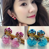 South Korean goods, summer glossy earrings, design crystal, flowered, trend of season