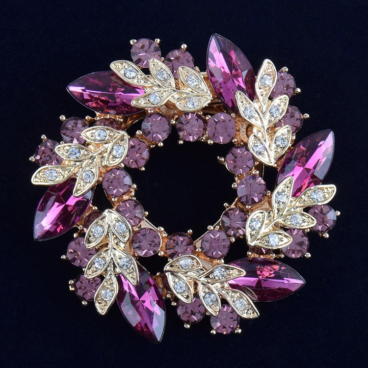 Brooch pin, light‑luxury crystal wreath, multicolor and K9 crystal options
