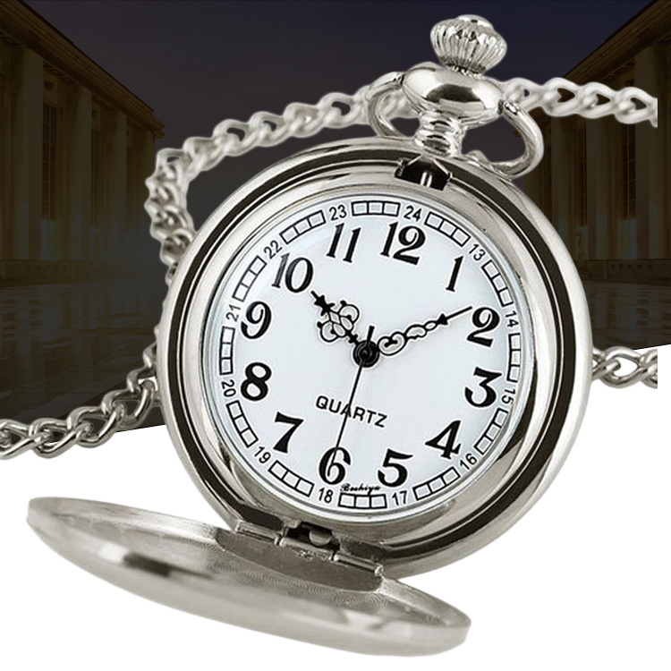 In-Stock Fashionable Classic Black Double-Sided Polished Vintage Quartz Pocket Watch, Suitable as a Gift for Male and Female Students, Fast Delivery
