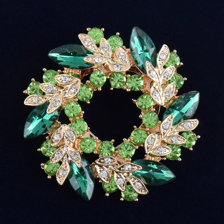Brooch pin, light‑luxury crystal wreath, multicolor and K9 crystal options