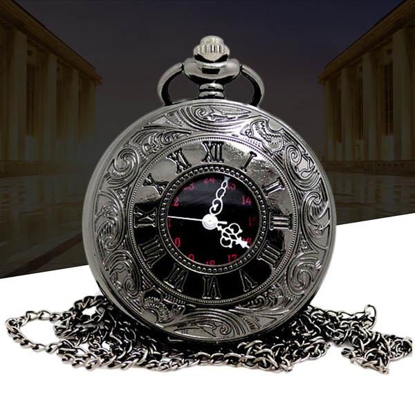 Big black classic retro pocket watch