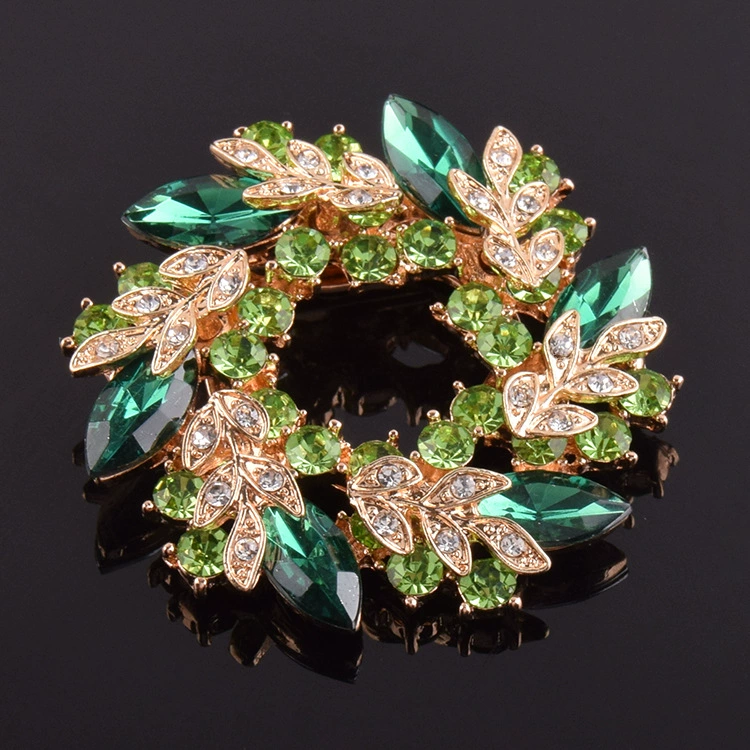 Brooch pin, light‑luxury crystal wreath, multicolor and K9 crystal options