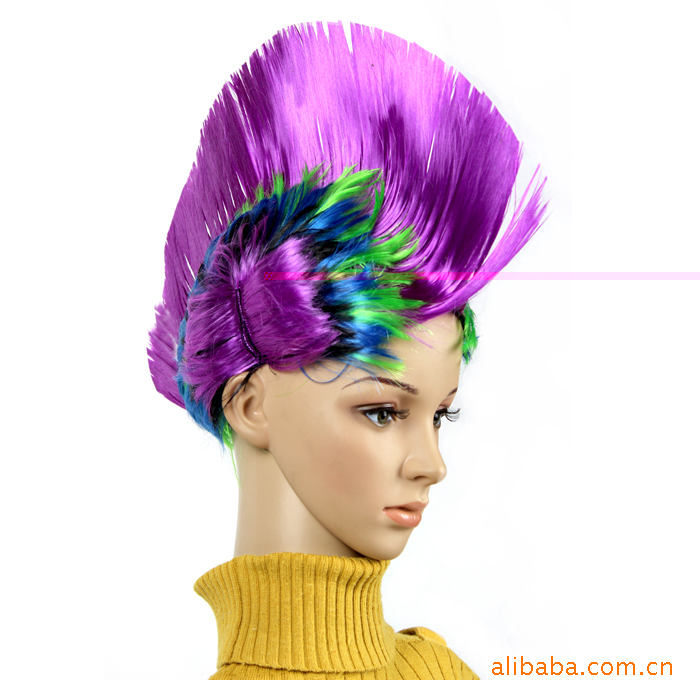 Fancy Dress Ball peluca al por mayor fans divertido color esponjoso peluca punk pollo corona pelo