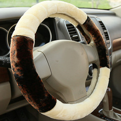 Cross-border HH DF wholesale DK005 leopard print plush car steering wheel cover new winter handle cover interior decoration accessories