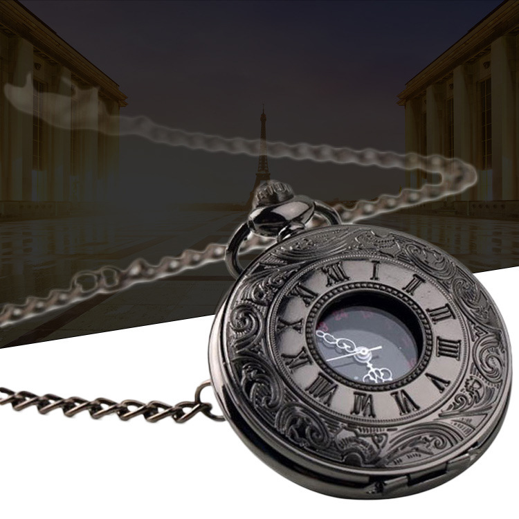 Large Black Classic Roman Numeral Dual Display Pocket Watch Vintage Necklace Men's and Women's Quartz Watch Gift Jewelry Hanging Watch Large Black Classic Roman Numeral Dual Display Pocket Watch Vintage Necklace Men's and Women's Quartz Watch Gift Jewelry Hanging Watch