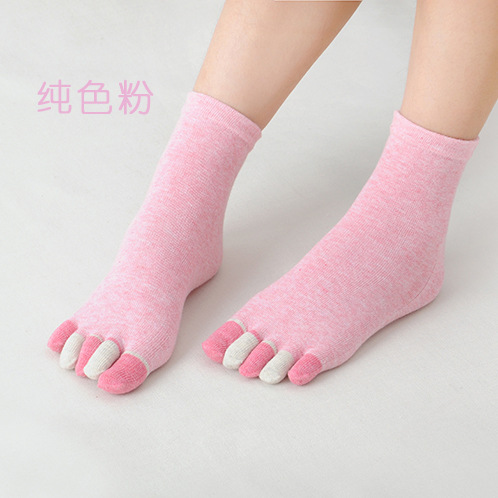 Venta directa de fábrica calcetines de algodón de color para mujer primavera y otoño color Toe calcetines sudor-absorbente tubo corto media pantorrilla estilo coreano calcetines de punta