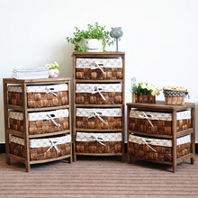 源头工厂简约复古斗柜收纳柜 田园家具编织收纳简易橱柜抽屉式斗