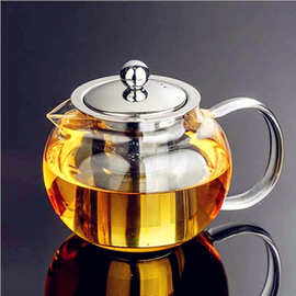 厂家批发耐热玻璃钢漏壶花茶壶带不锈钢过滤茶漏泡茶壶加厚直销