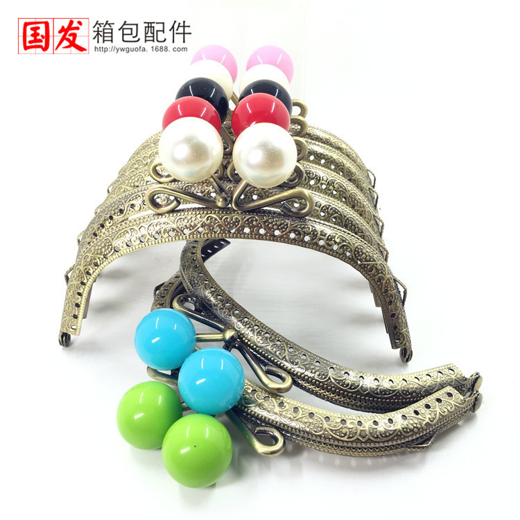 12.5CM arco en relieve de borde plano enrollamiento de caramelo boca de oro cabeza de perlas 24 colores opcionales 0223-24GT