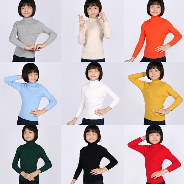 Solid color demi-season knitted multicoloured children's keep warm…