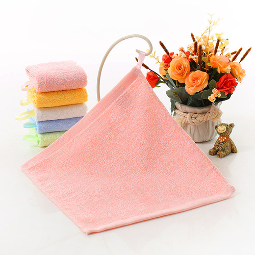 Hook bamboo fiber small square towel 30*30 baby face towel children's saliva towel kindergarten small towel wholesale
