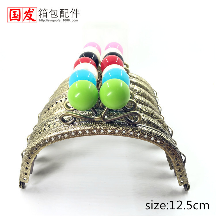 12.5CM arco en relieve de borde plano enrollamiento de caramelo boca de oro cabeza de perlas 24 colores opcionales 0223-24GT