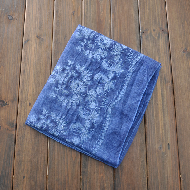 2023 nuevo retro de encaje bordado algodón y lino bufanda Yunnan fotografía viajes protector solar gran tamaño chal