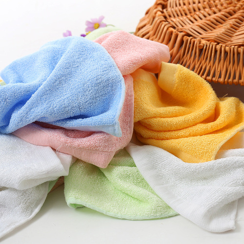 Bamboo fiber small square towel kindergarten small towel absorbent children's handkerchief baby face towel mouth towel wholesale factory