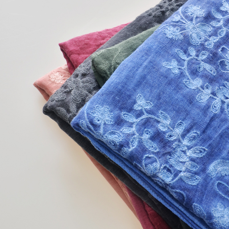 2023 nuevo retro de encaje bordado algodón y lino bufanda Yunnan fotografía viajes protector solar gran tamaño chal