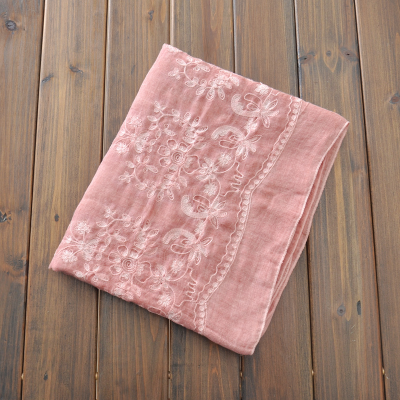 2023 nuevo retro de encaje bordado algodón y lino bufanda Yunnan fotografía viajes protector solar gran tamaño chal