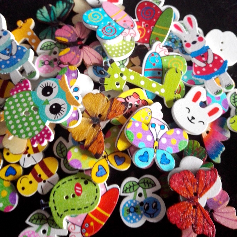 Conejo mariposa búho jirafa y otros animales mezclados botones decorativos hebilla 50 piezas un paquete