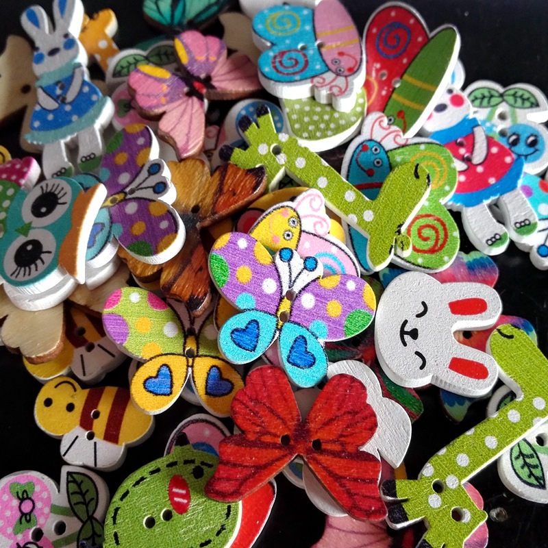 Conejo mariposa búho jirafa y otros animales mezclados botones decorativos hebilla 50 piezas un paquete