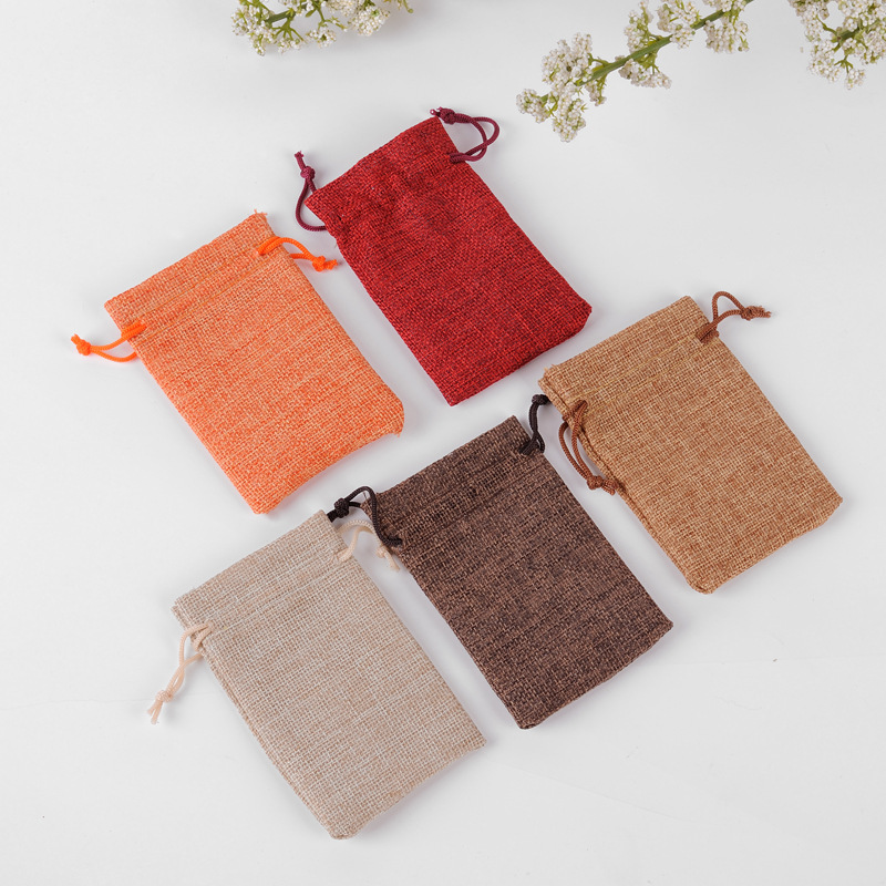 Fábrica en stock bolsa de lino Wenwan bolsa de embalaje de la joyería bolsa de té zongzi Almacenamiento de lino bolsa de cordón al por mayor