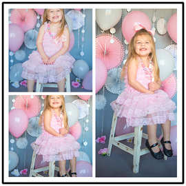 欧美外贸夏季童裙公主裙女童雪纺裙儿童蕾丝连衣裙吊带蕾丝蓬蓬裙