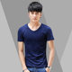 2023 Summer New Style Pure White V-neck Men's Short-sleeved T-shirt Men's Half-sleeved Solid Color Slim-fit Base Shirt Trendy ebay