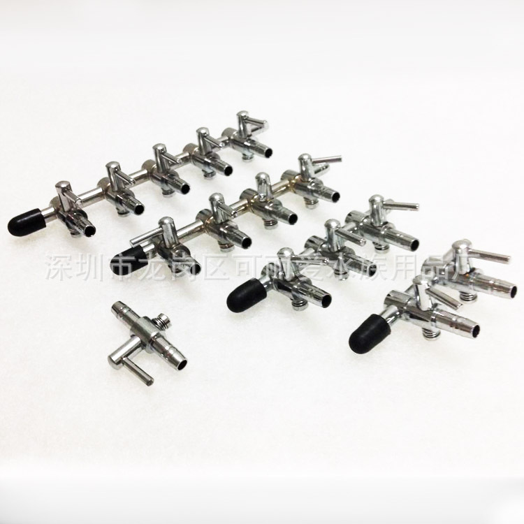 Fish tank oxygen pipe stainless steel distributor oxygen gas regulating valve aquarium oxygen pump copper nickel plating shunt