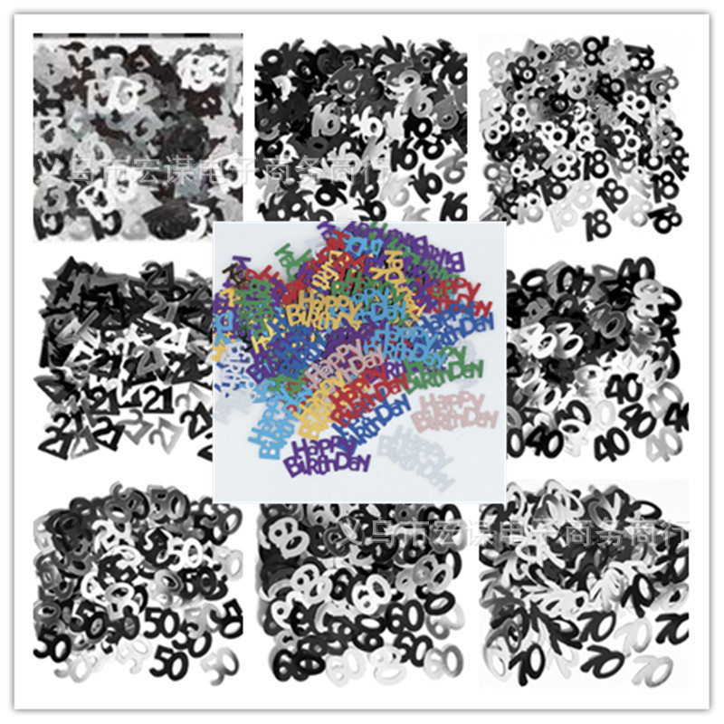 Black Digital Sequins Happy Birthday Party Party Throwing Confetti Birthday Confetti