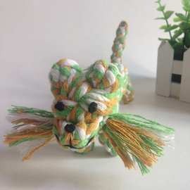 创意编织棉绳玩具 宠物玩具 手工编织动物老虎 宠物用品批发