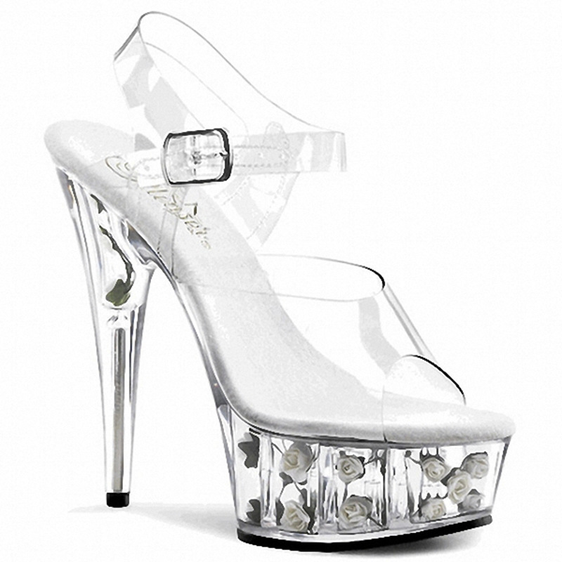 2021 moda nuevo club nocturno Rosa sandalias de mujer 15cm tacón alto peep toe sandalias