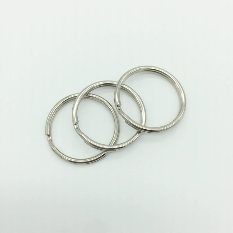 Производитель поставляет хорошее качество металлический гальванизированный никелевый цвет брелок для ключей кольцо 25 мм диафрагма двойной брелок