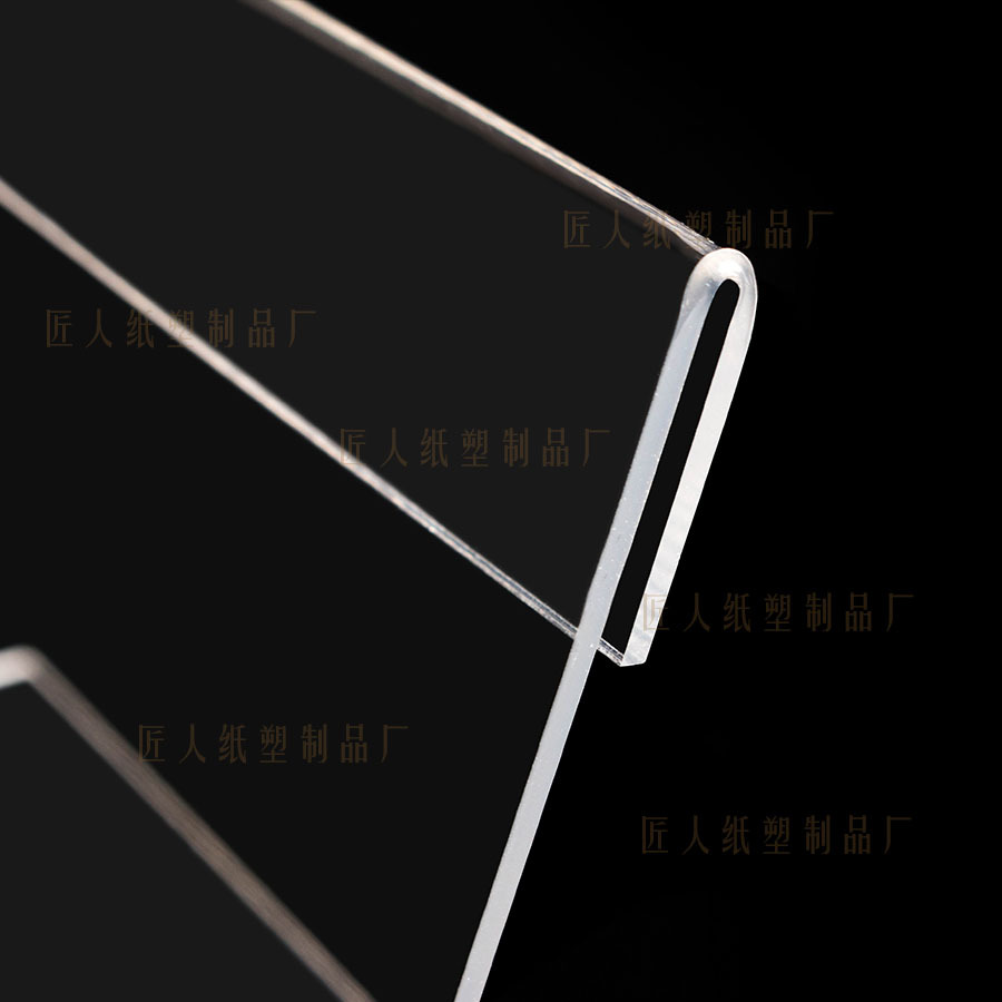 En stock Tarjeta de mesa de acrílico horizontal tipo L Etiqueta de mesa transparente Etiqueta de mesa etiqueta de precio de productos básicos etiqueta de precio soporte de exhibición de escritorio