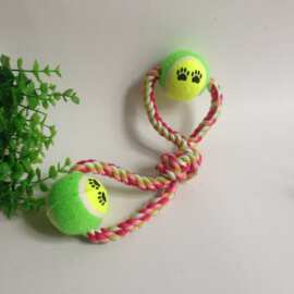 棉绳宠物玩具批发 8字双网球 宠物互动训导玩具 宠物用品批发