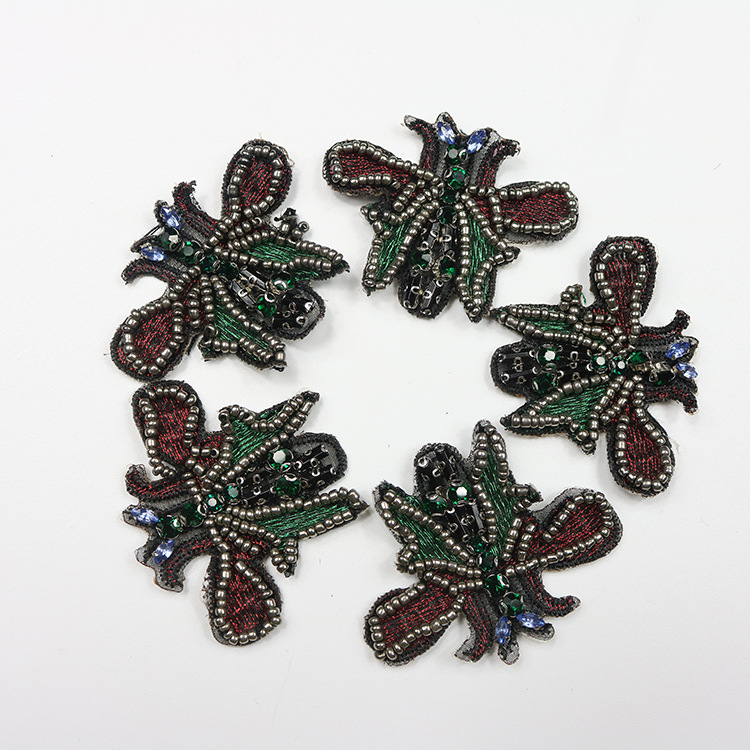 新款手工钉珠蝴蝶布贴配件DIY服装辅料简约大气手缝