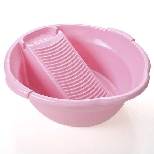 Household Cleaning Laundry Basin Manufacturer Wholesale with Scrub Board Creative Thickened Household Basin New Material Plastic Laundry Basin