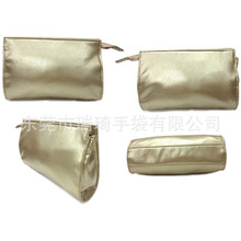 东莞厂家供应金色PU手拿化妆洗漱包出口日本女式防水化妆袋