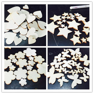 Factory Direct Amazon AliExpress Explosions Wooden Environmental Protection Decorative Wood Pieces Size Mixed Handmade Painting Accessories